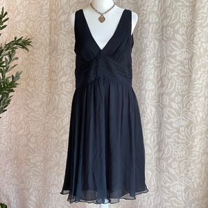 Vtg Y2K Express Black Silk Chiffon Dress Beaded Dark Fairy Romantic Goth Size 12